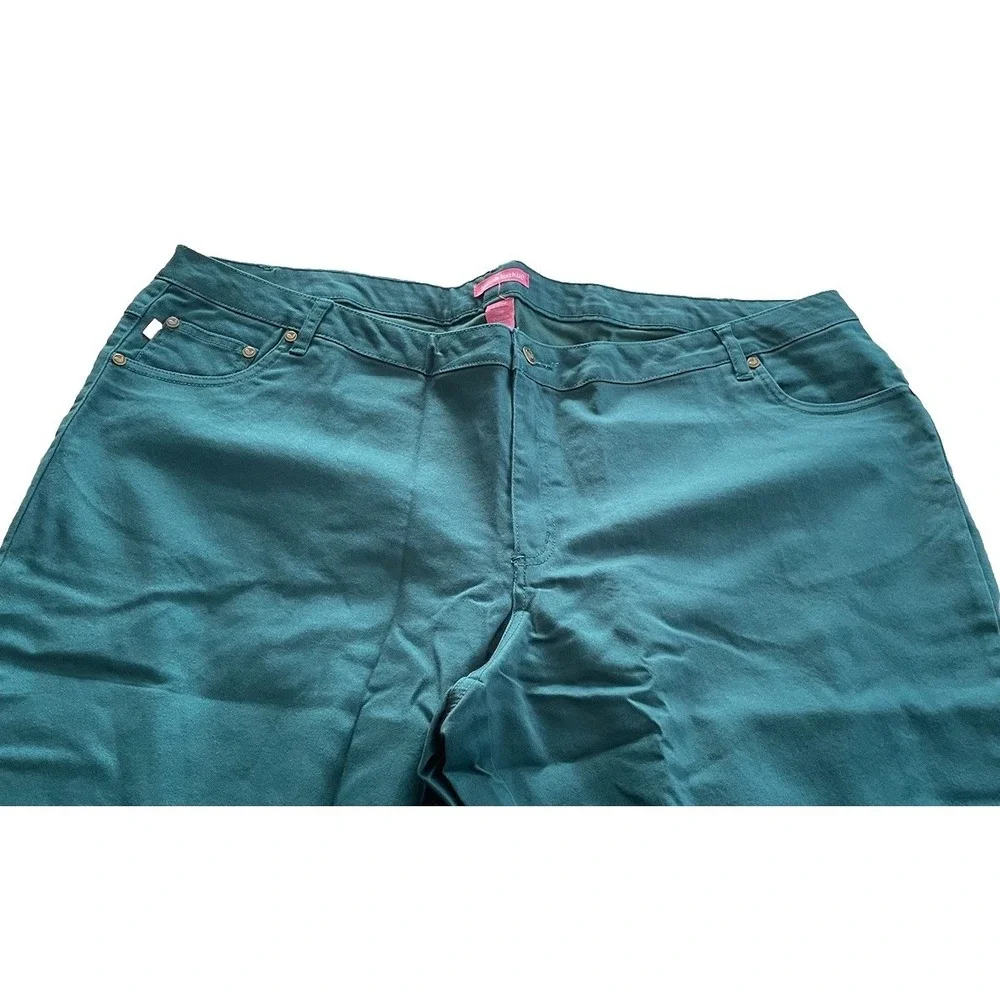 Woman Within Size 28W Green 5‎ Pocket Jeans Straight Leg Jeans